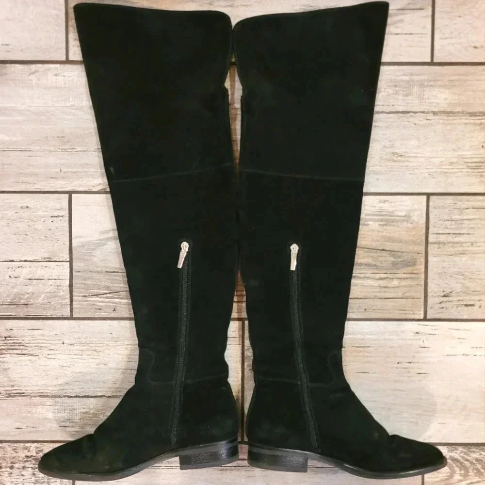 ANNA CORI Crosta Negru black suede over the knee designer luxury boots Wmn's 7.5